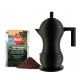 Moka Pulcina Nera 3 tazze con caffè in regalo a scelta