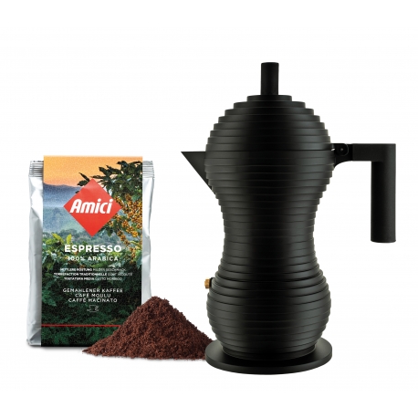 Moka Pulcina Nera 3 Tassen mit geschenktem Kaffee Ihrer Wahl