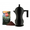 Moka Pulcina Nera 3 cups with coffee as gift