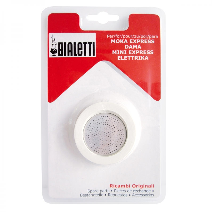 Joints Silicone + Filtre Alu Pour Cafetière Moka - Lot 3 Joints + 1 Filtre - Compatible 2 à 12 Tasses