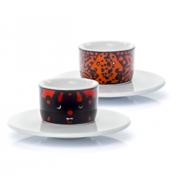 2 Espresso Cups MOU Sandoz "Face"